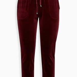NWT Torrid Burgundy Red Velvet Tie Front Taper Pull On Casual Pants Size 4 26 4X